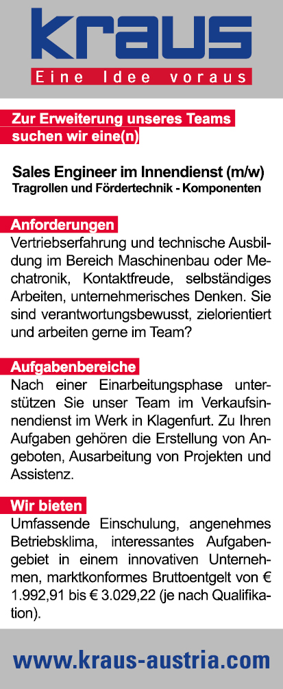 Sales Engineer im Innendienst (m/w) für Tragrollen und Fördertechnik-Komponenten