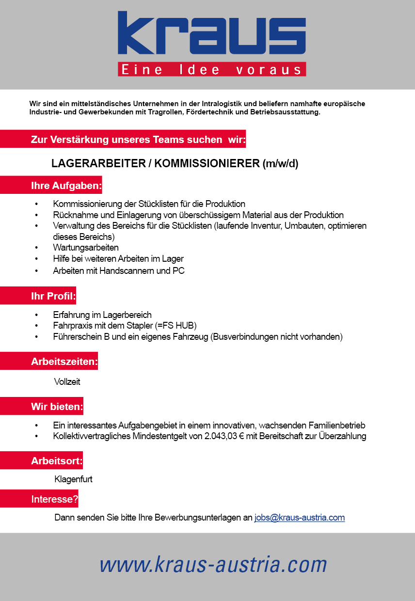Lagerarbeiter/Kommissionierer (m/w/d)