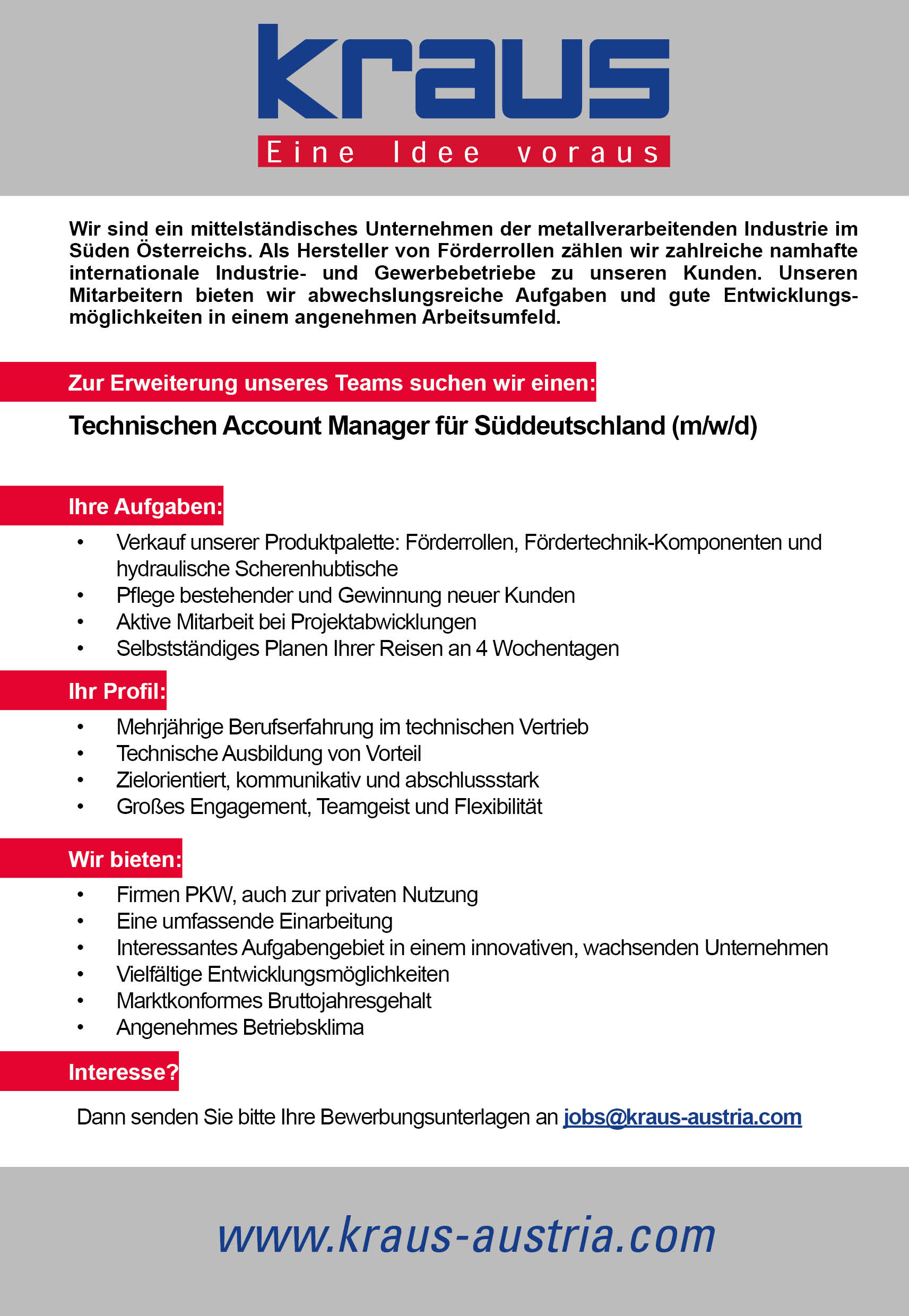 Technischer Account Manager für Süddeutschland (m/w/d)