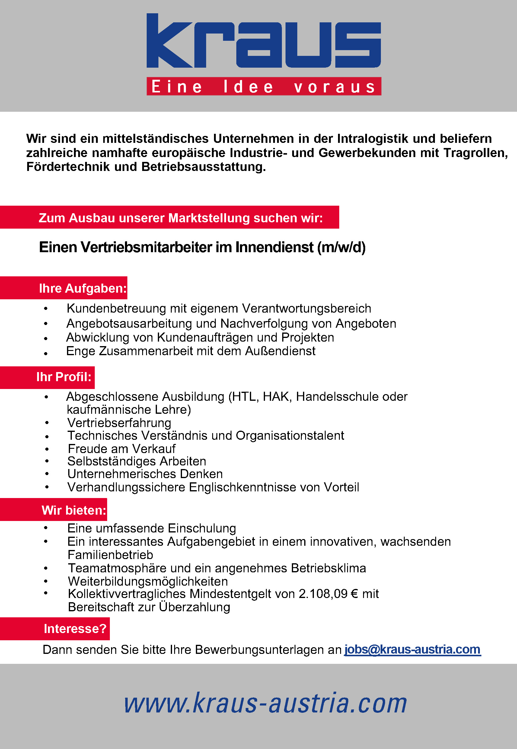 Technischer Vertriebsmitarbeiter im Innendienst (m/w/d)