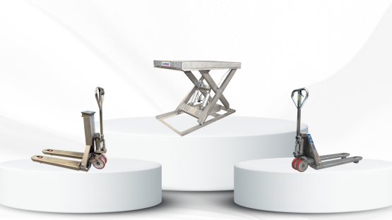 Stainless steel pallet trucks and lifting tables for the highest hygienic standards