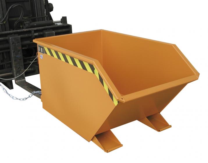 Tipping containers with integral emptying mechanism