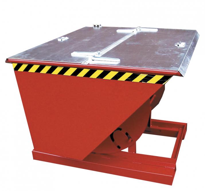 Rollover container with integral emptying mechanism