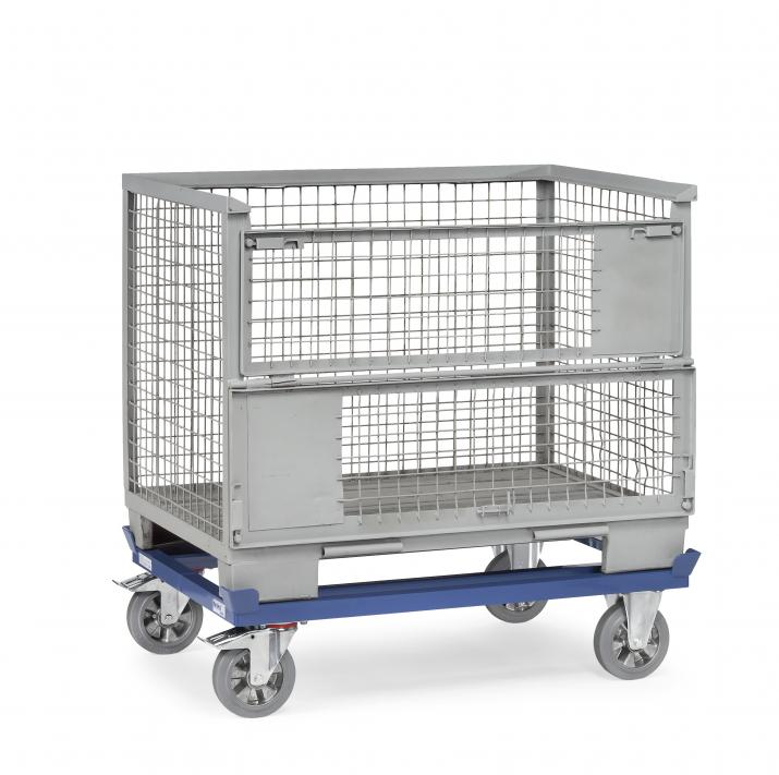 Dolly for flat pallets and pallet cages
