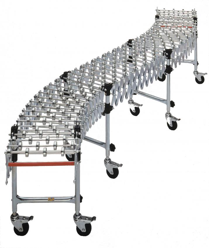 Accordion skate wheel and roller conveyors